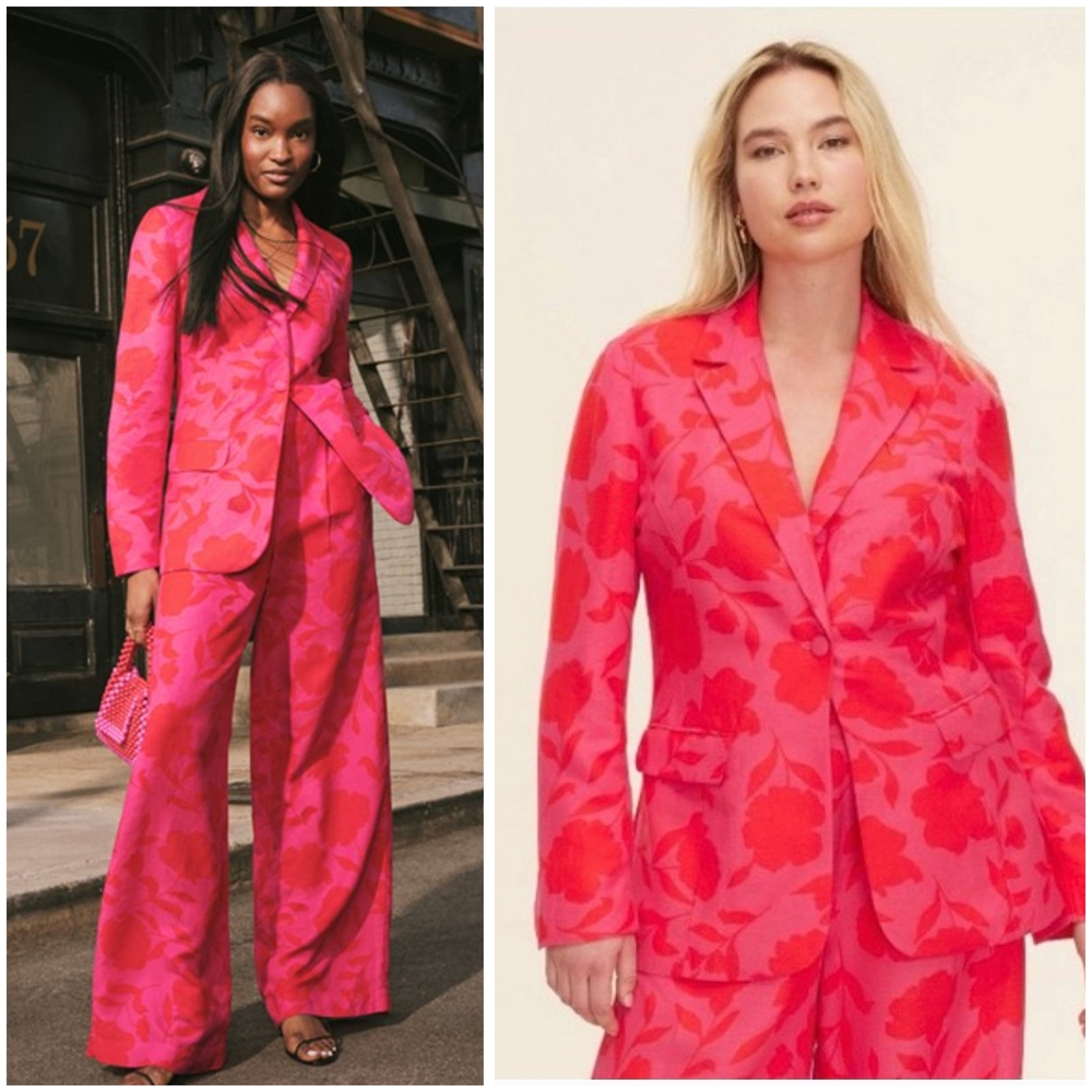 Kate Spade X Target, Classic Rose Blazer Pink And Red Linen Blend, NWT